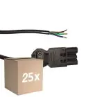 Voordeelpak 25x Noxion GST - Compatibel Voedingskabel Zwart - Mannelijk + Open uiteinden - 3m - 3 pole 0,75mm2